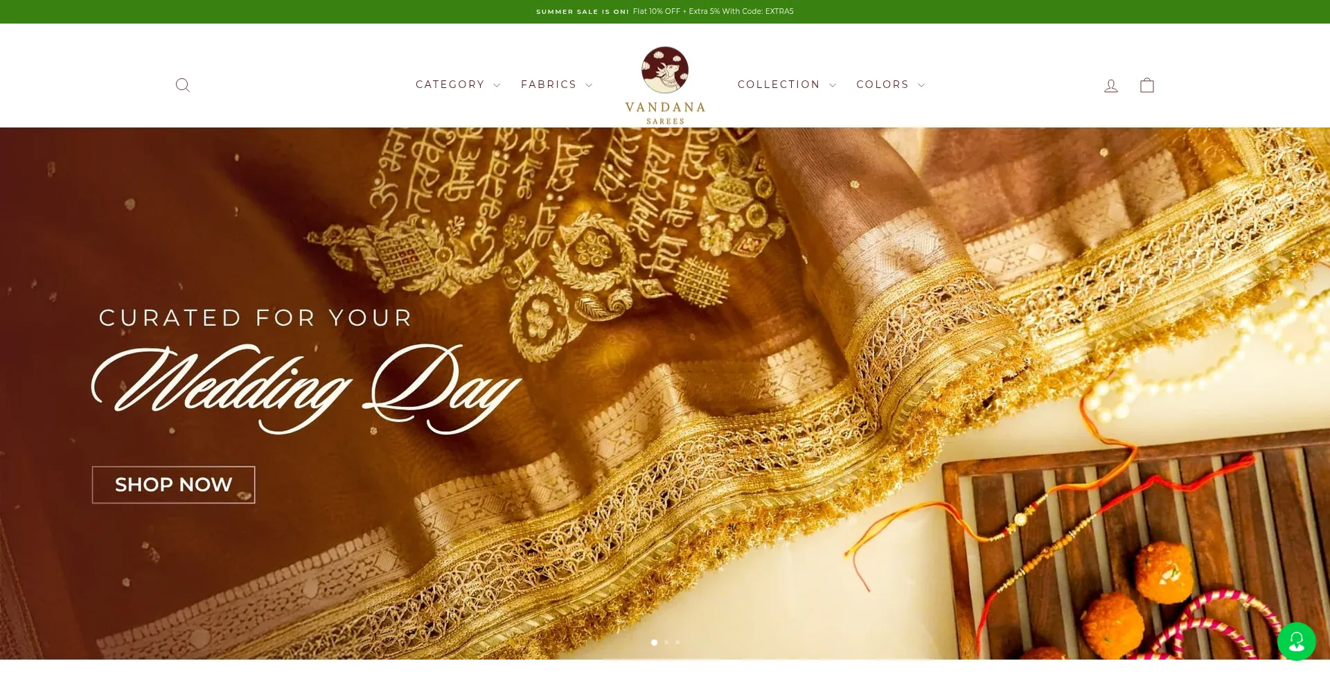 Website screenshot of Vandanasarees.com