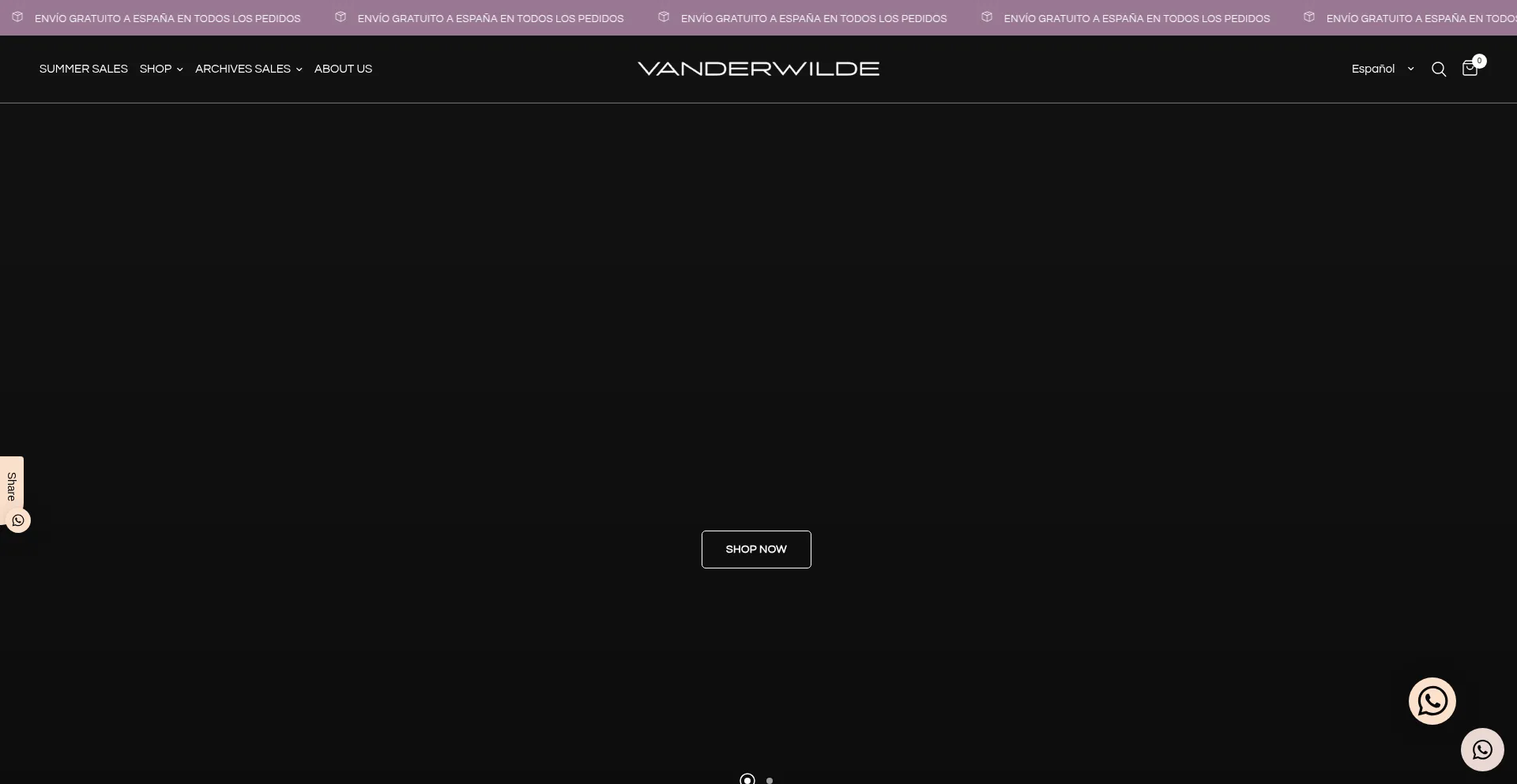 Website screenshot of Vanderwilde.com