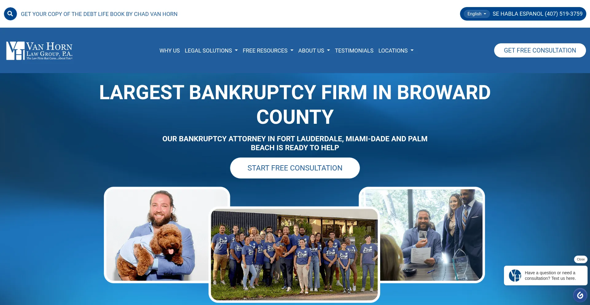 Website screenshot of Vanhornlawgroup.com