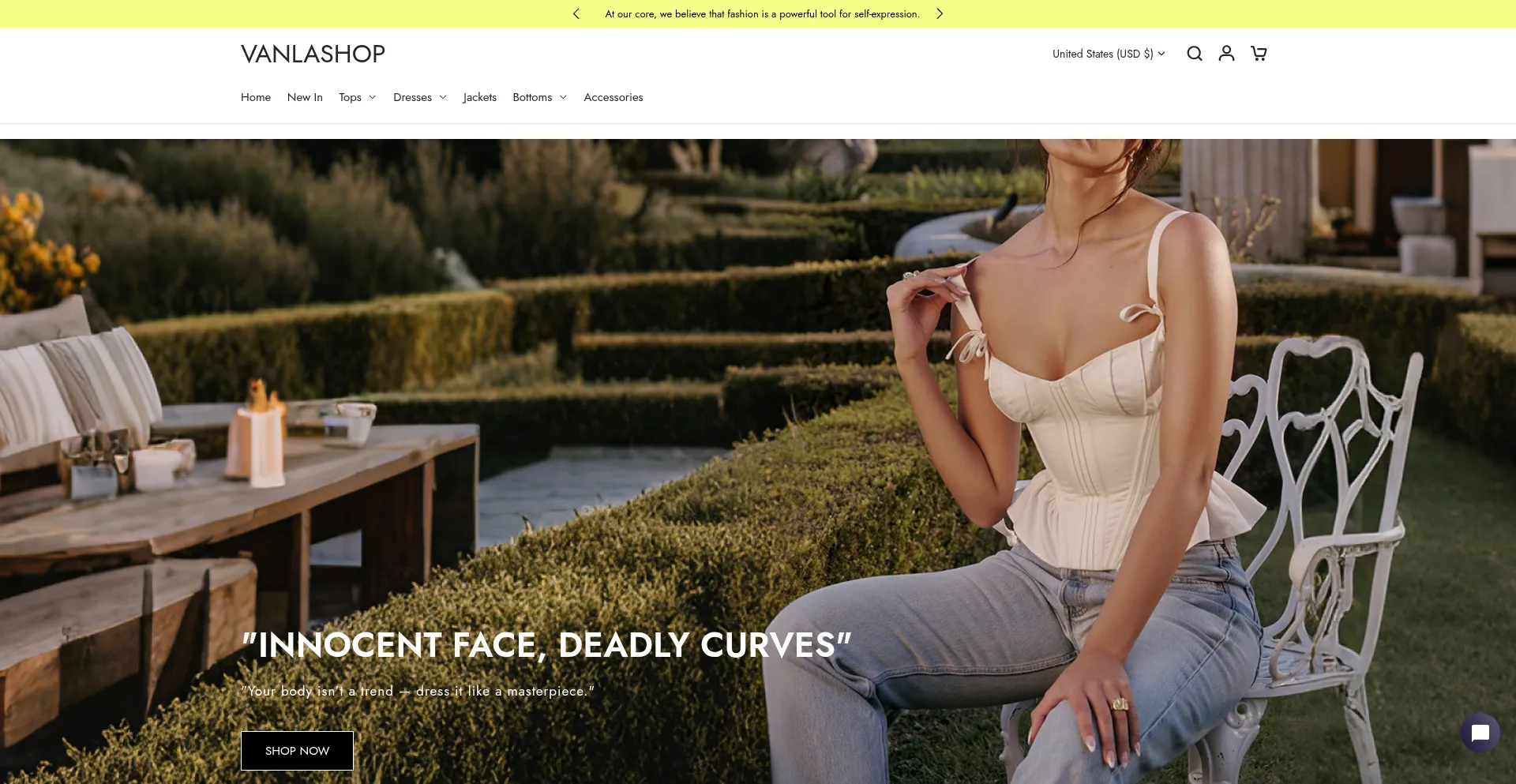 Website screenshot of Vanlashop.com