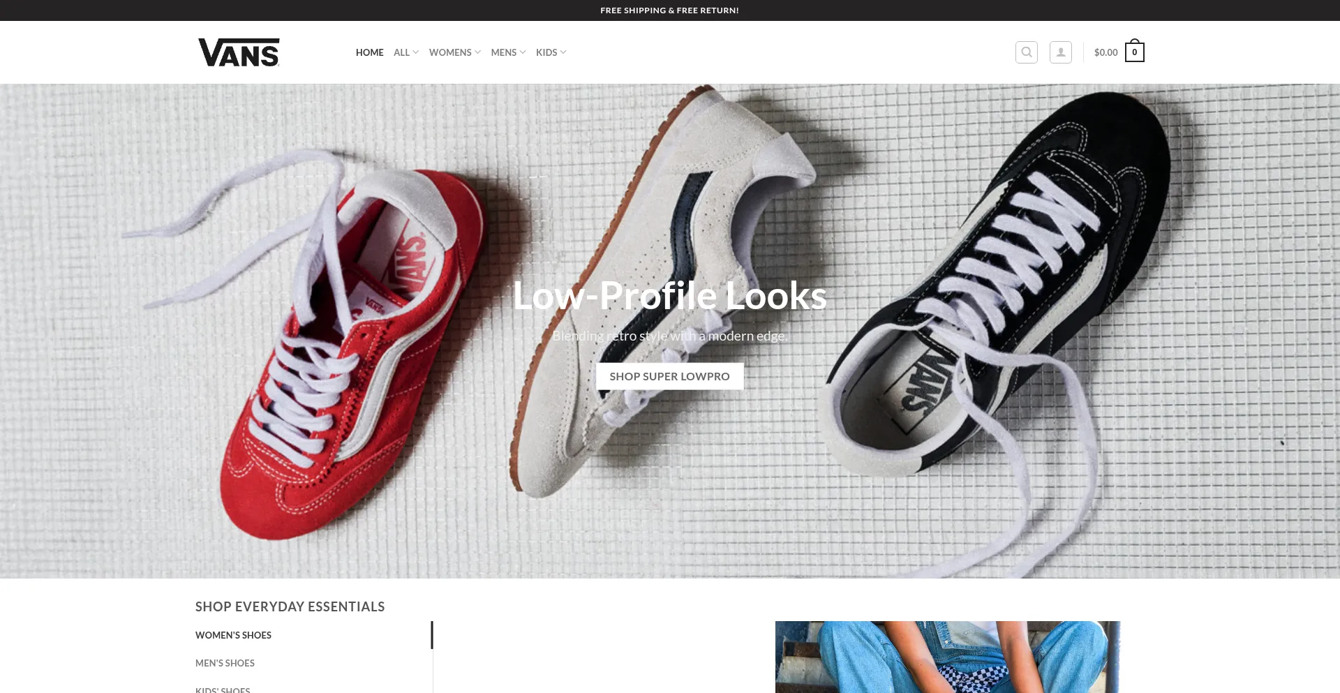 Website screenshot of Vansstoreus.com