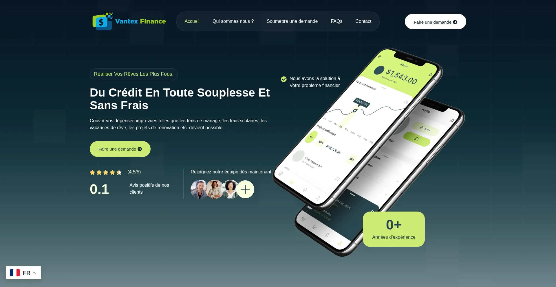 Website screenshot of Vantexfinance.com