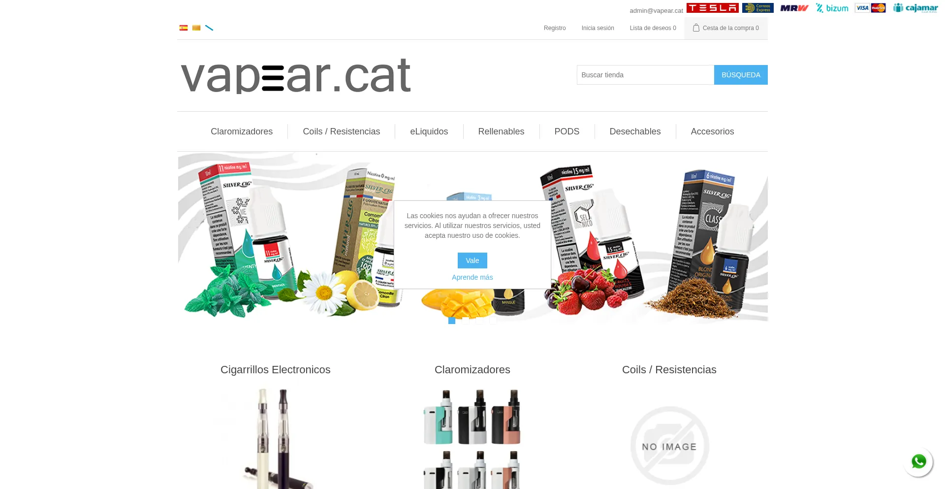 Website screenshot of Vapear.cat