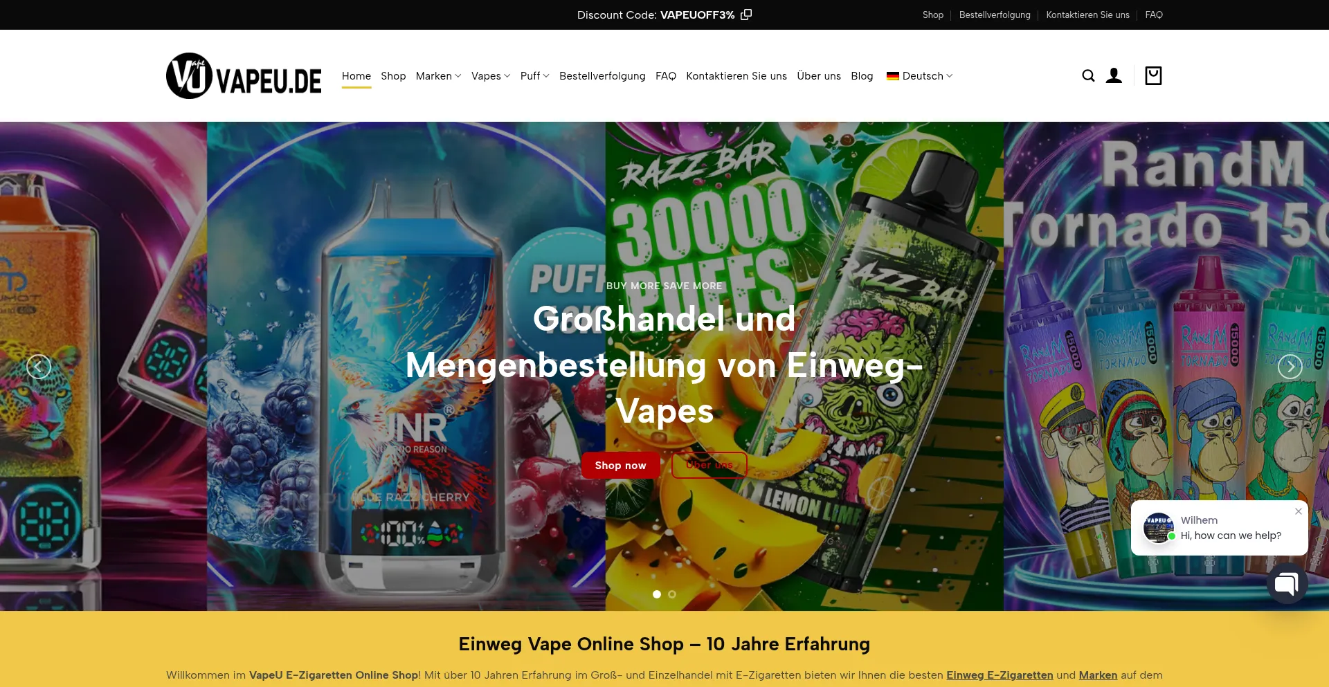 Website screenshot of Vapeu.de