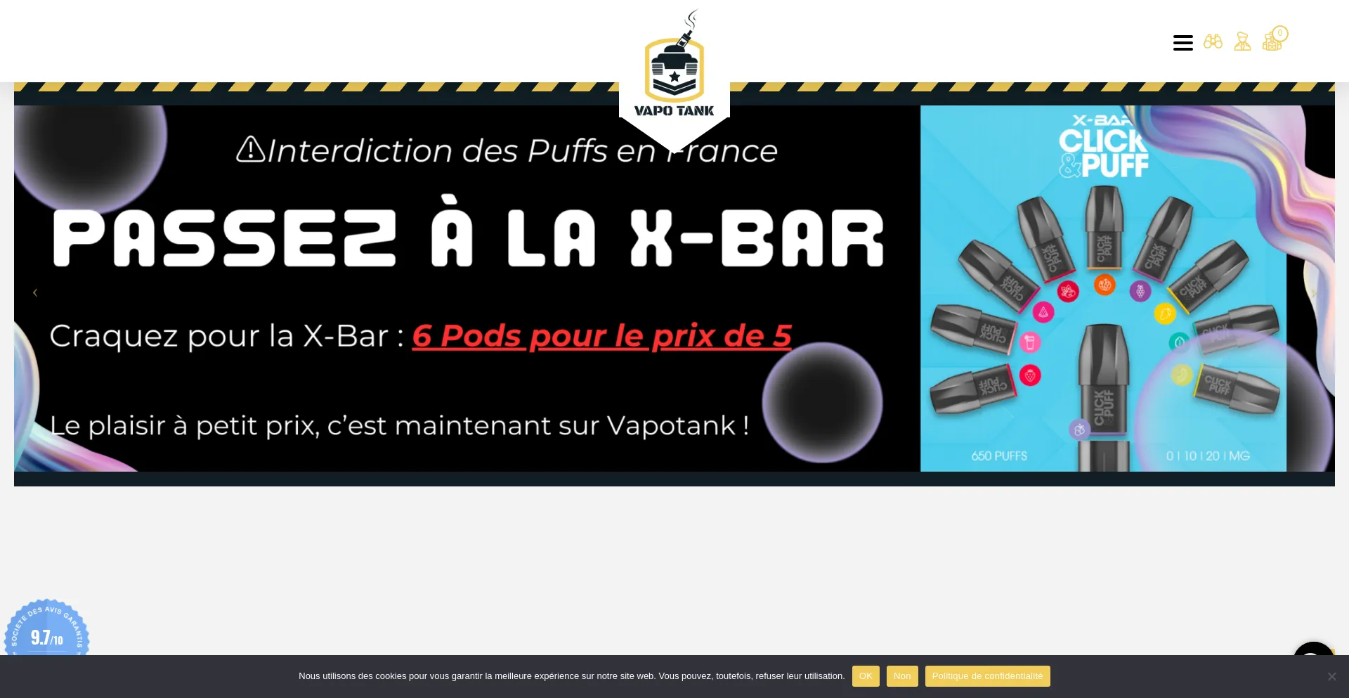 Website screenshot of Vapotank.com