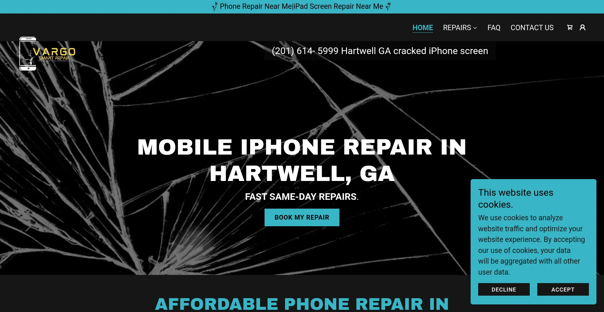 Website screenshot of Vargosmartrepair.com