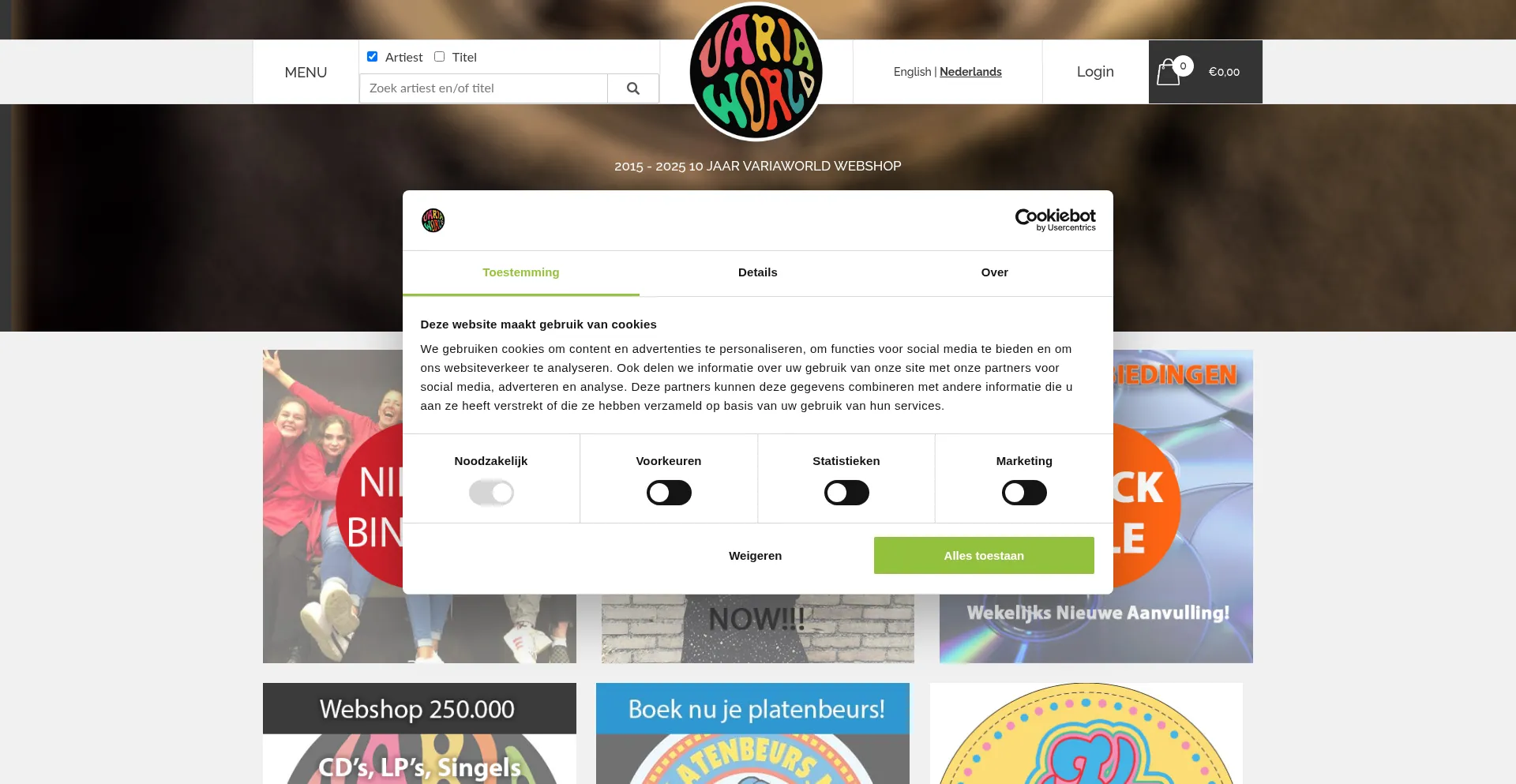 Website screenshot of Variaworld.nl