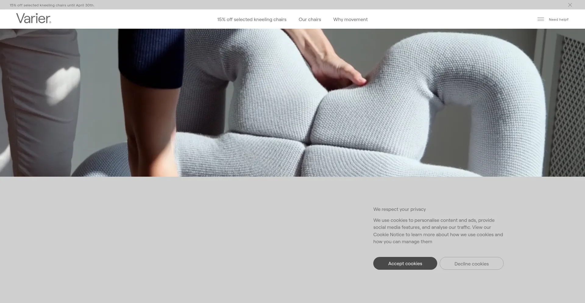 Website screenshot of Varierfurnitureplus.com