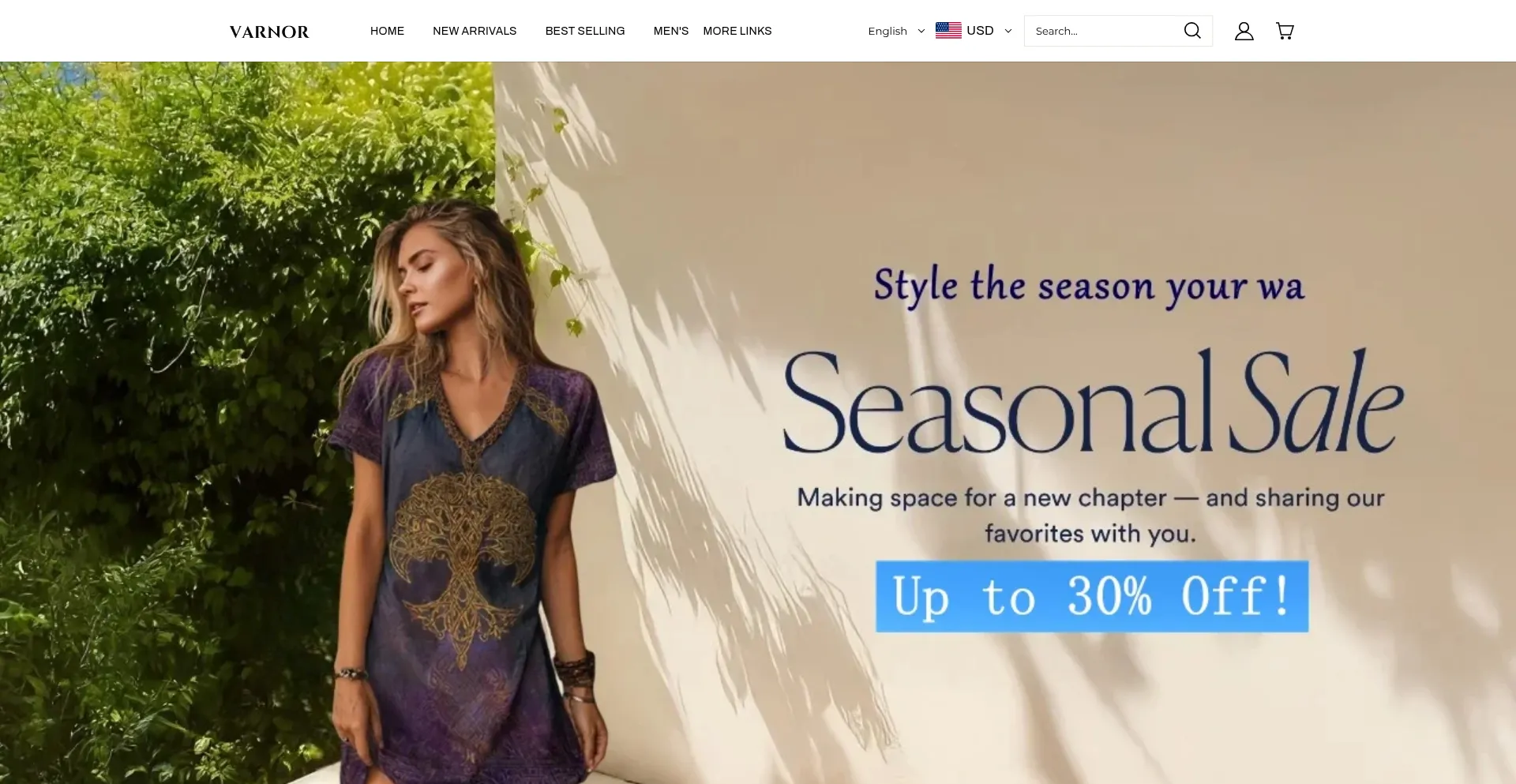 Website screenshot of Varnor.com