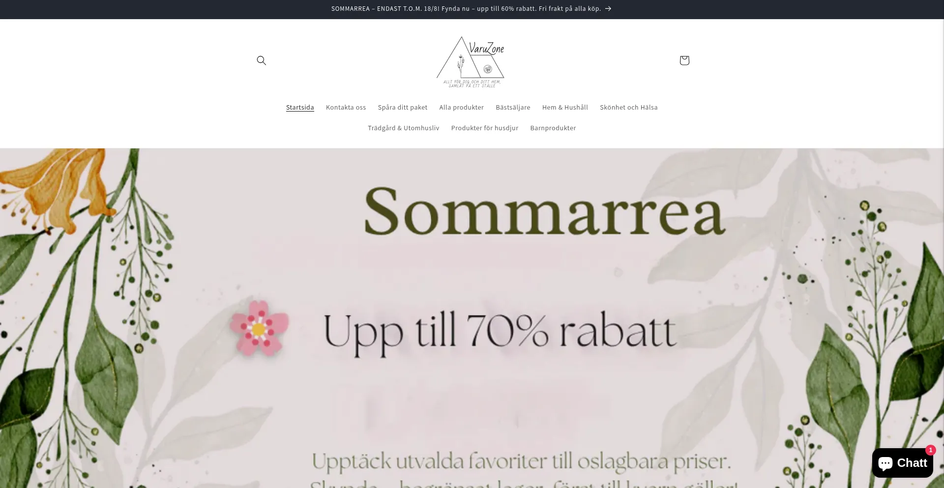 Website screenshot of Varuzone.se