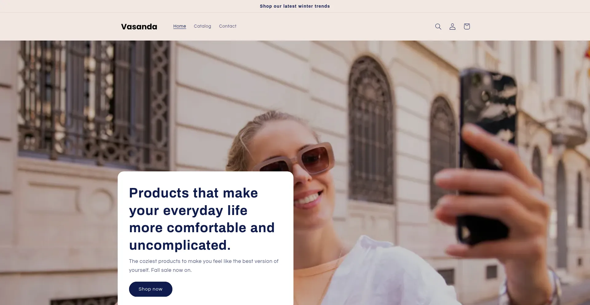 Website screenshot of Vasanda.com