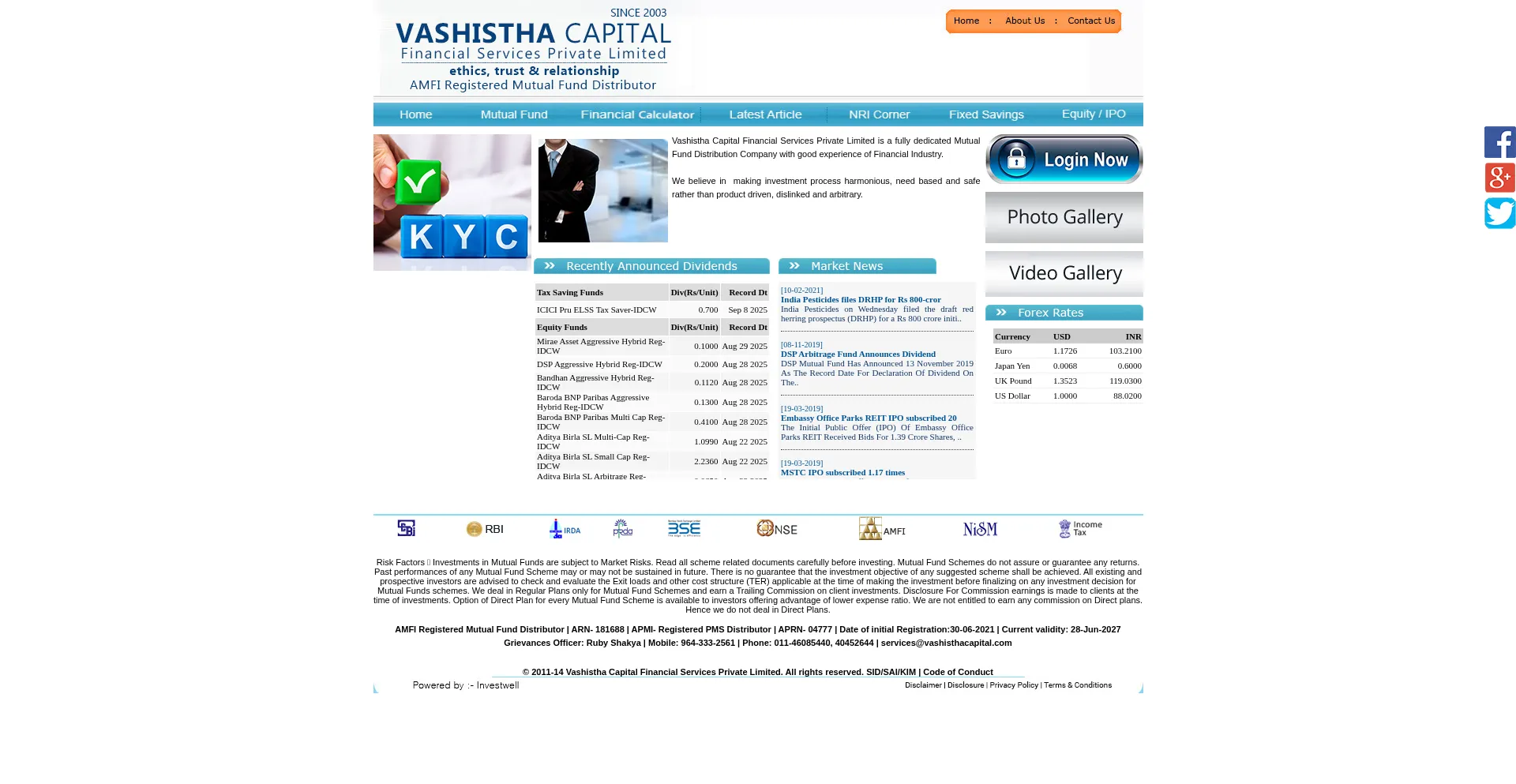Website screenshot of Vashisthacapital.com