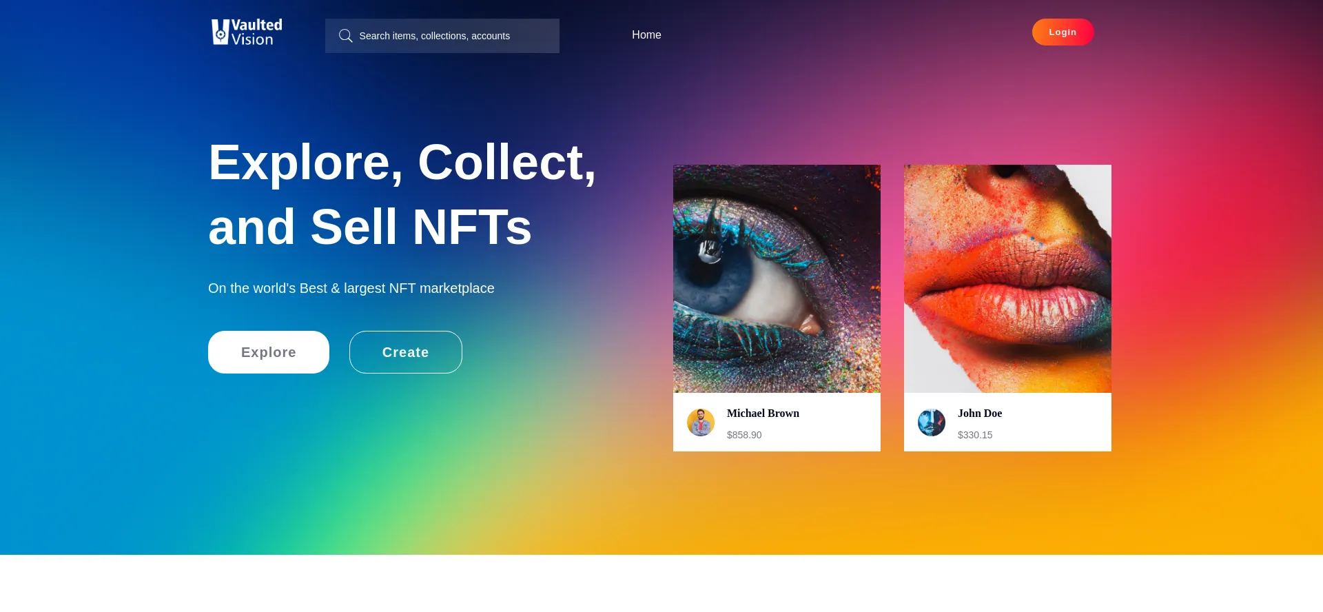 Website screenshot of Vaultedvision.com