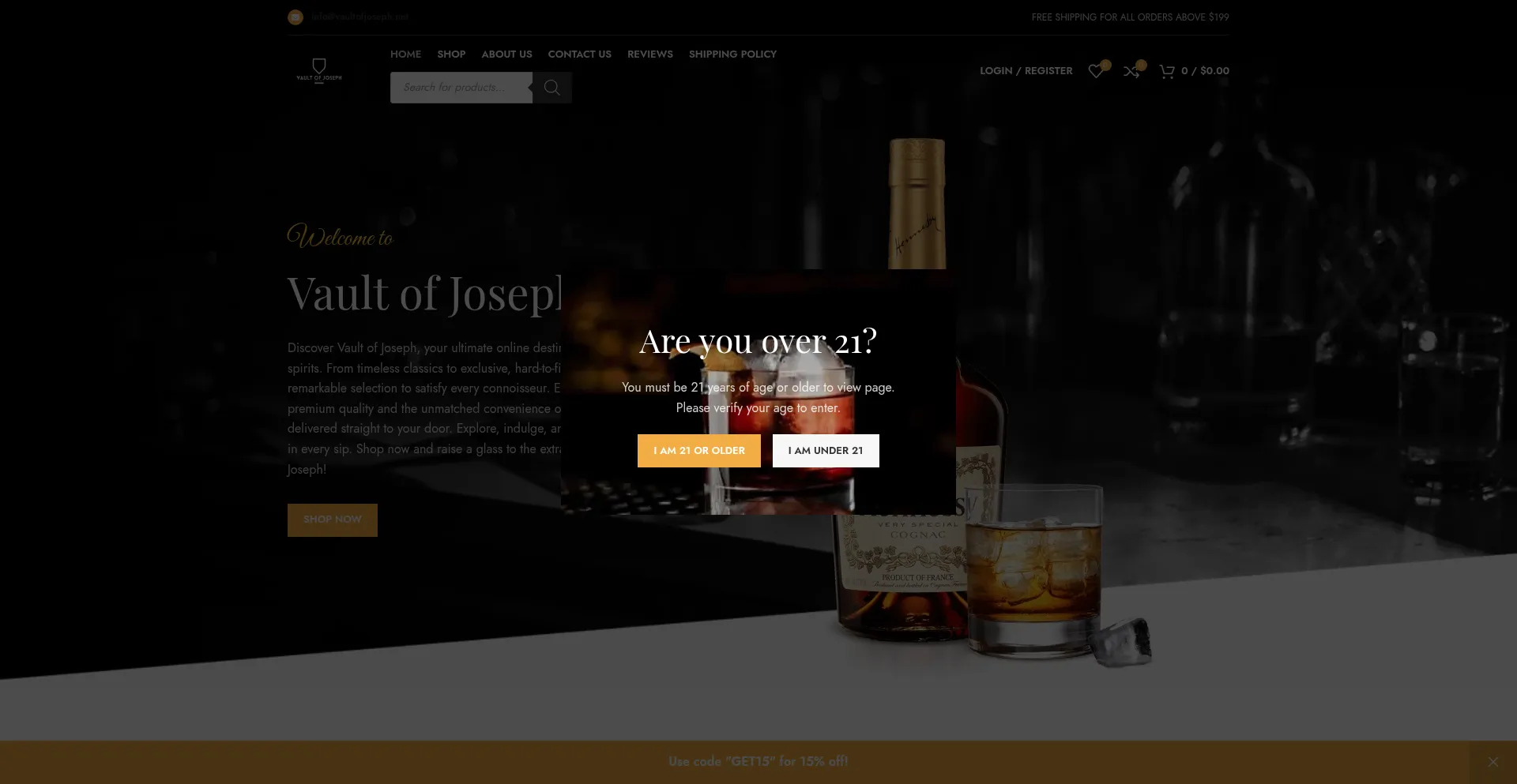 Website screenshot of Vaultofjoseph.net