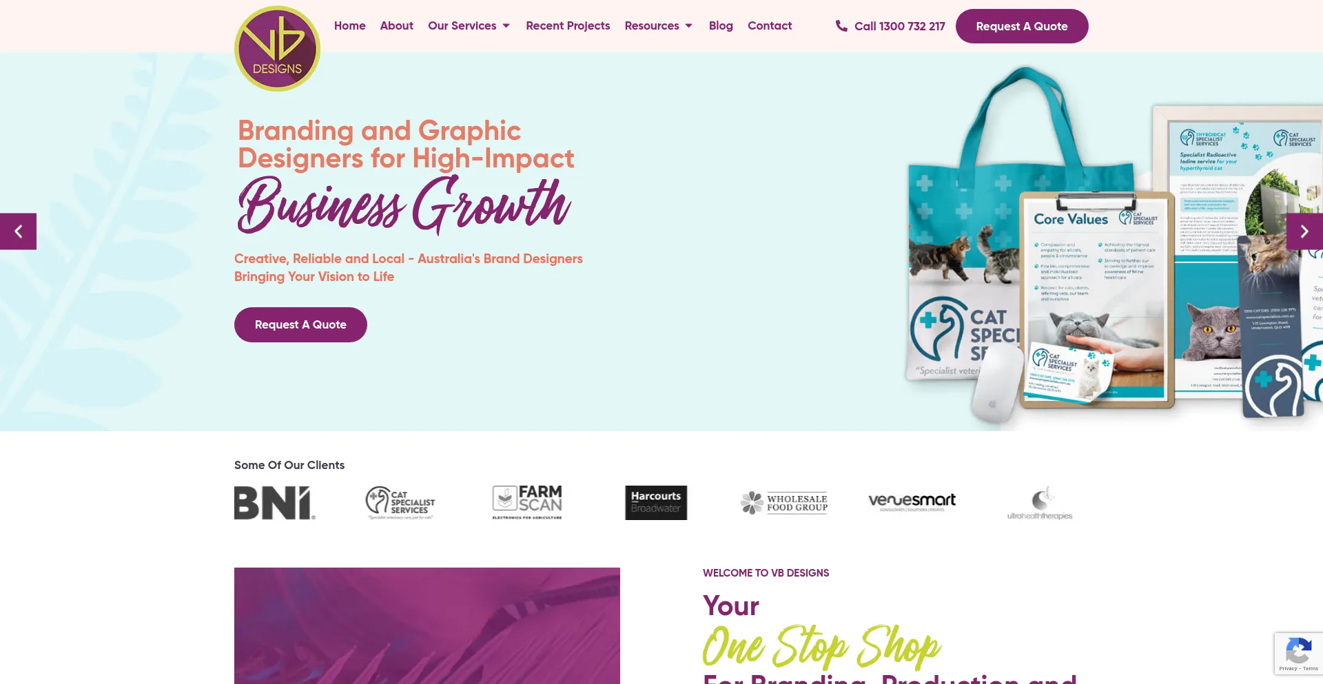 Website screenshot of Vbdesigns.com.au