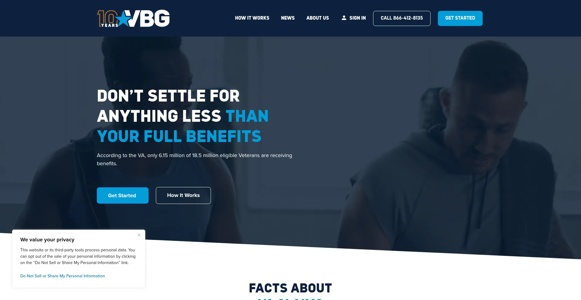 Website screenshot of Vbg.com