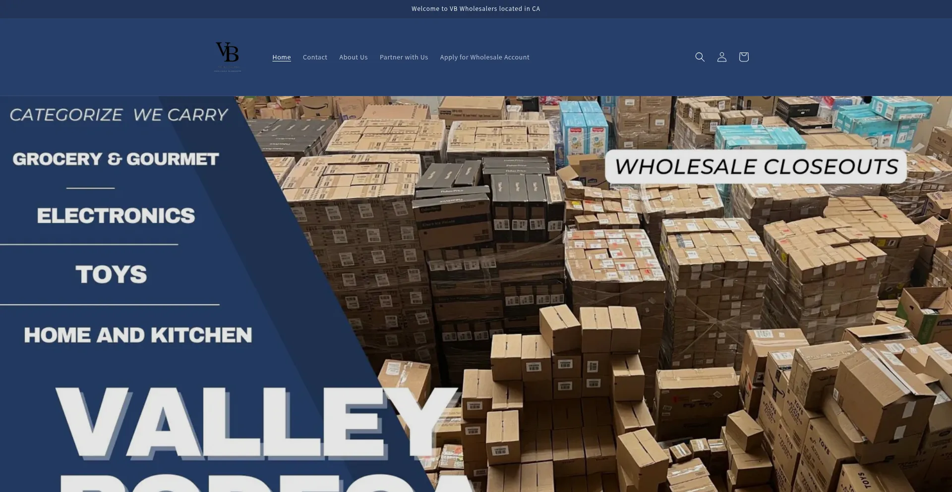 Website screenshot of Vbwholesalers.com