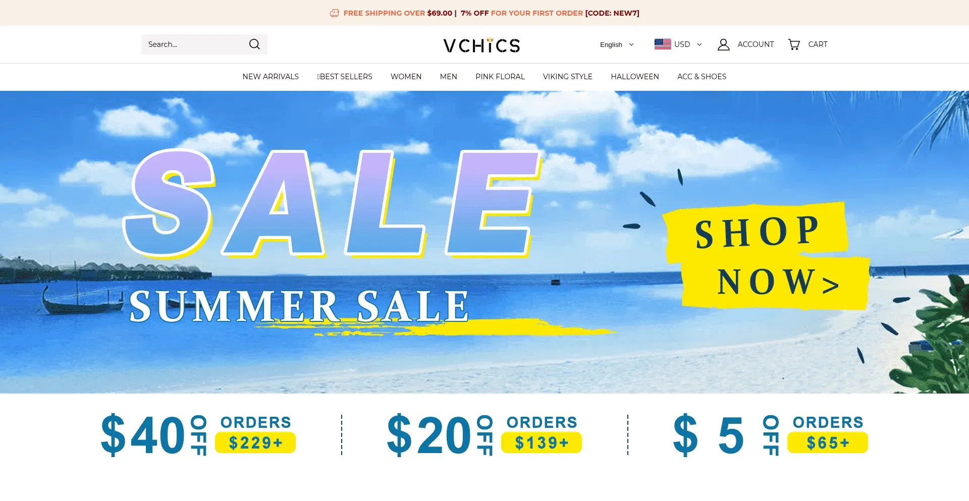 Website screenshot of Vchics.com
