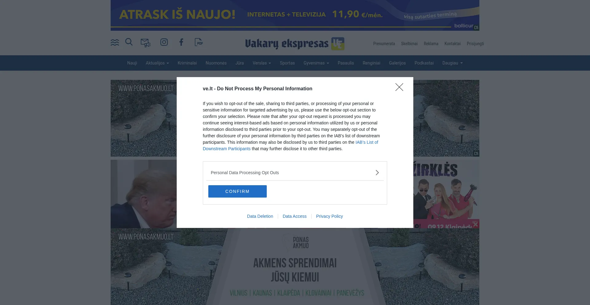 Website screenshot of Ve.lt