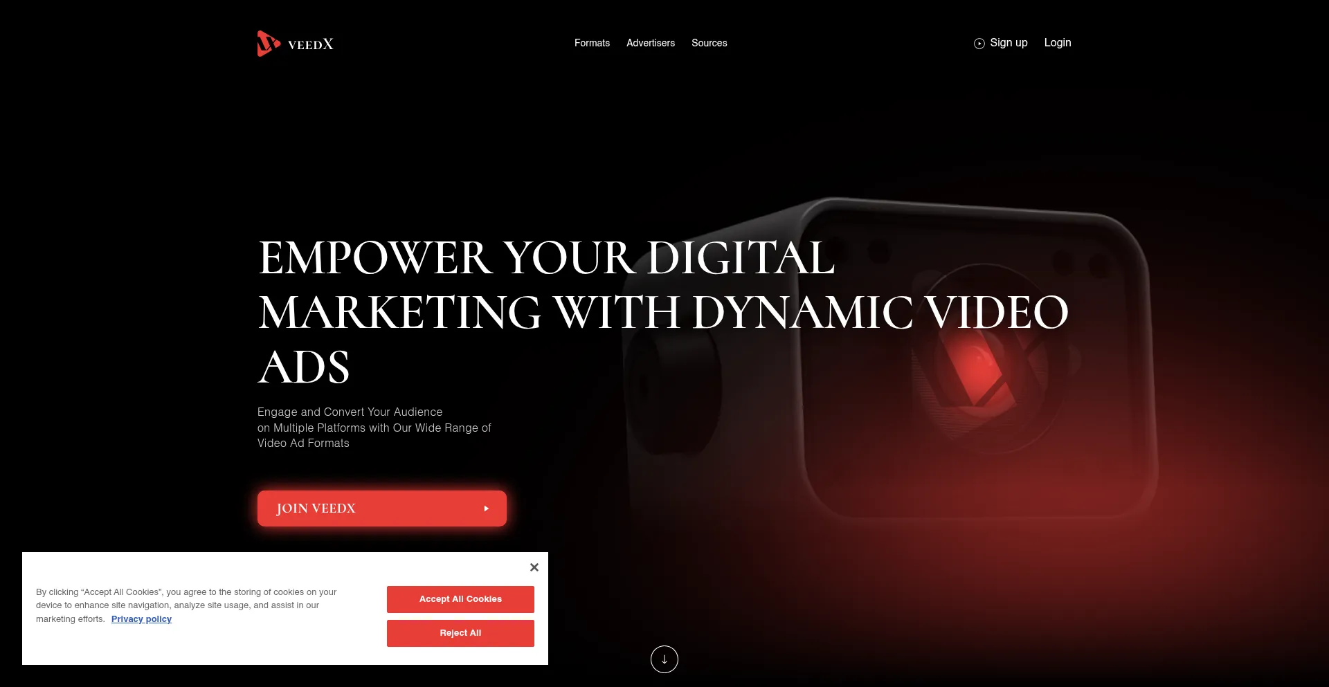 Website screenshot of Veedx.com