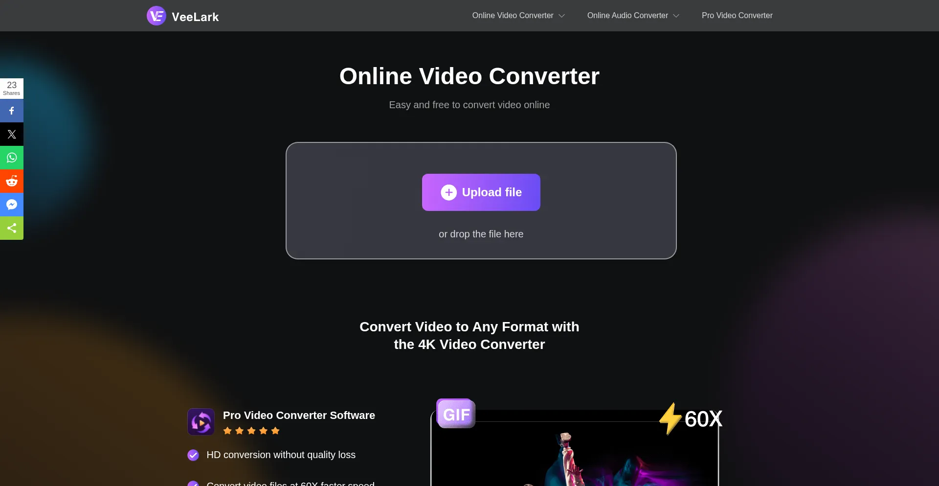 Website screenshot of Veelark.com