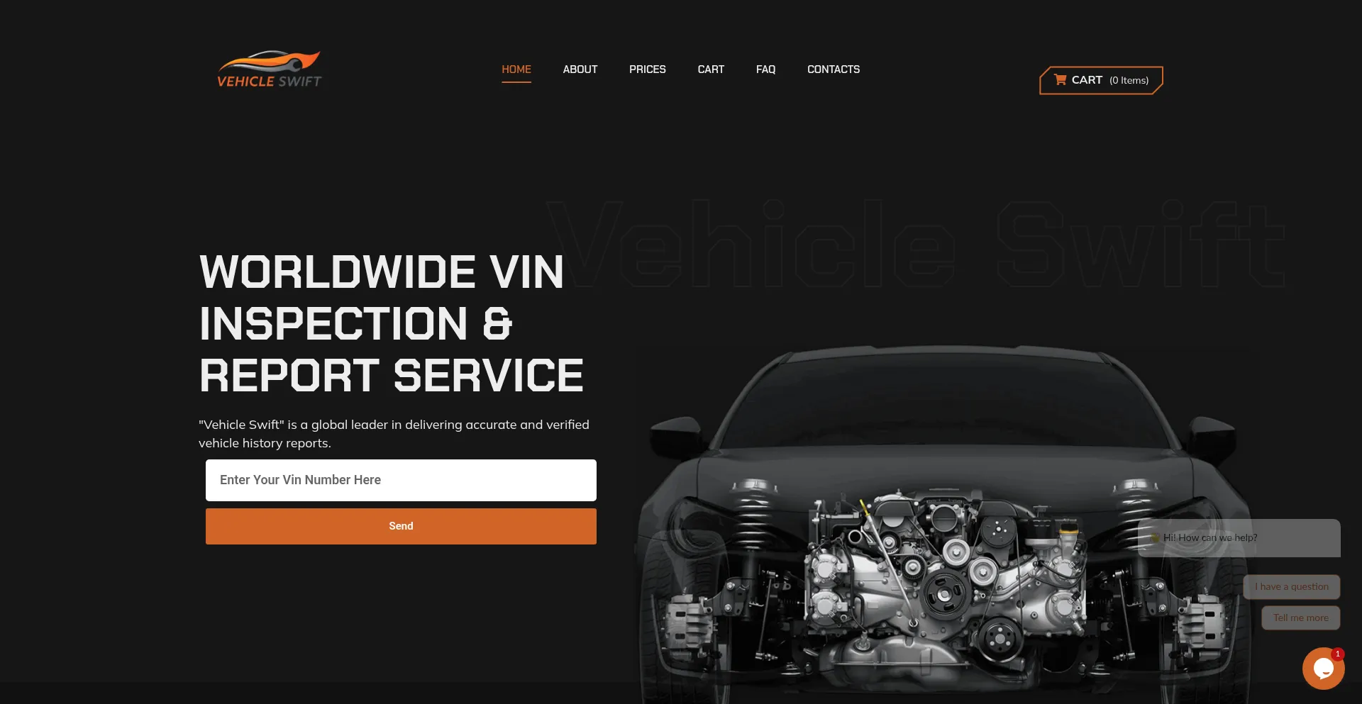Website screenshot of Vehicleswift.com