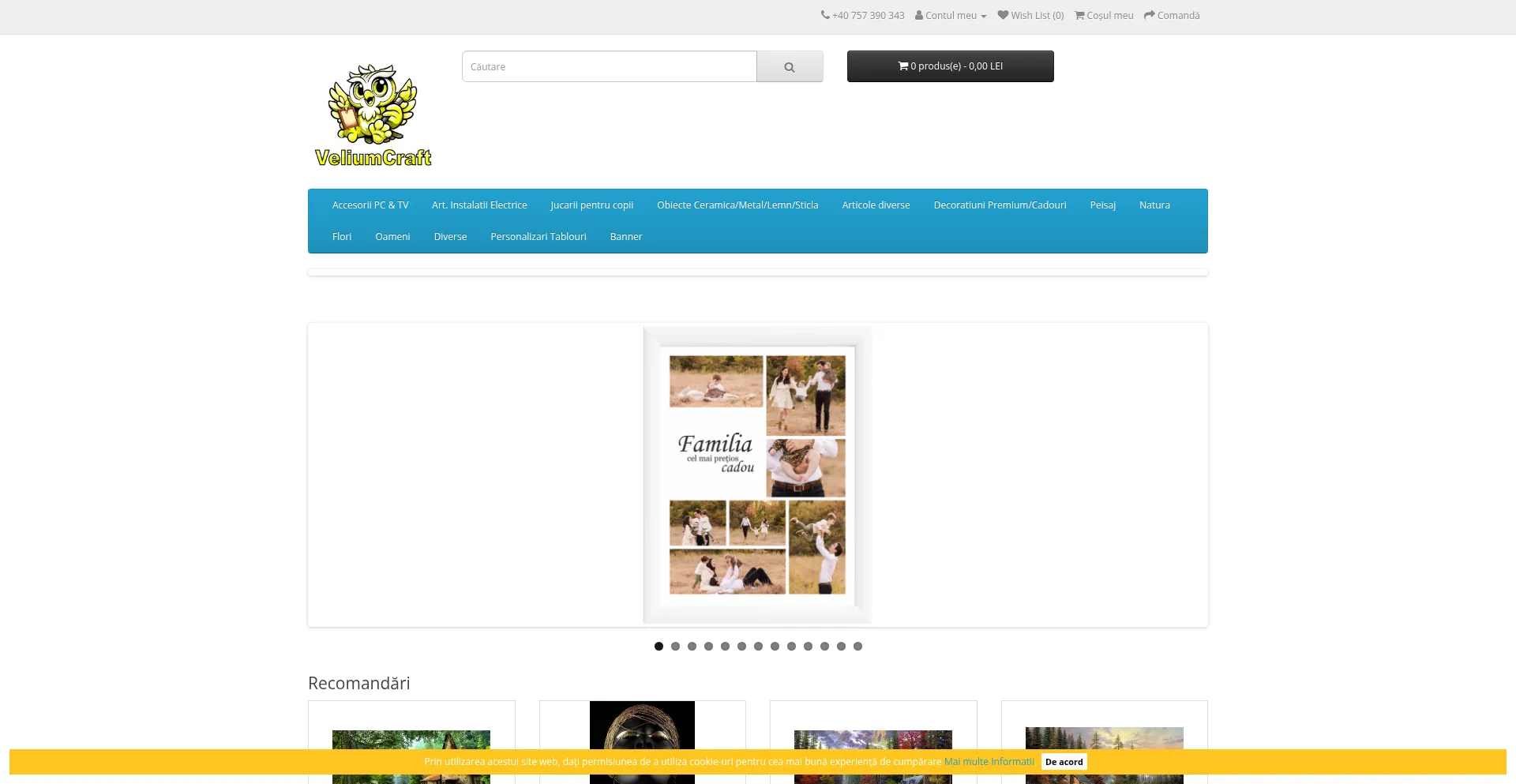 Website screenshot of Veliumcraft.ro