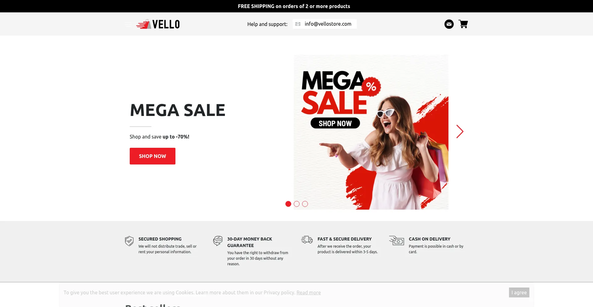 Website screenshot of Vellostore.com