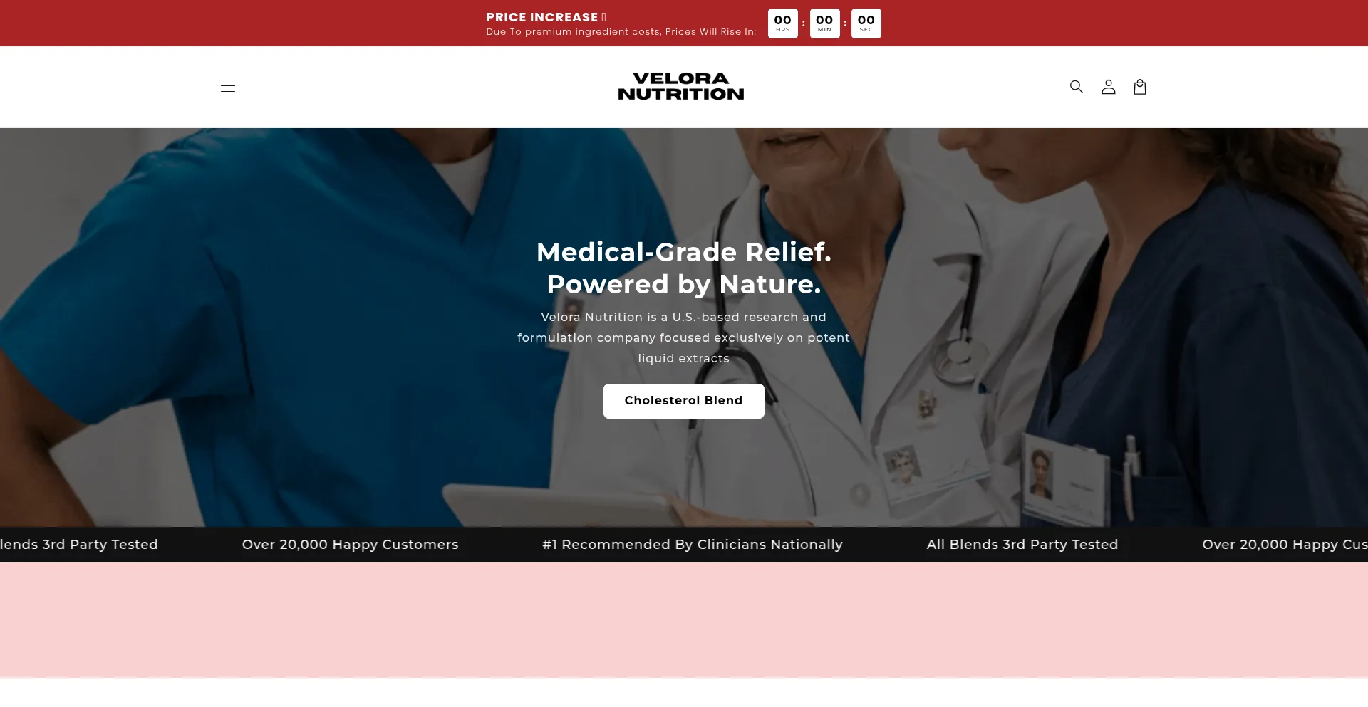 Website screenshot of Veloranutrition.com