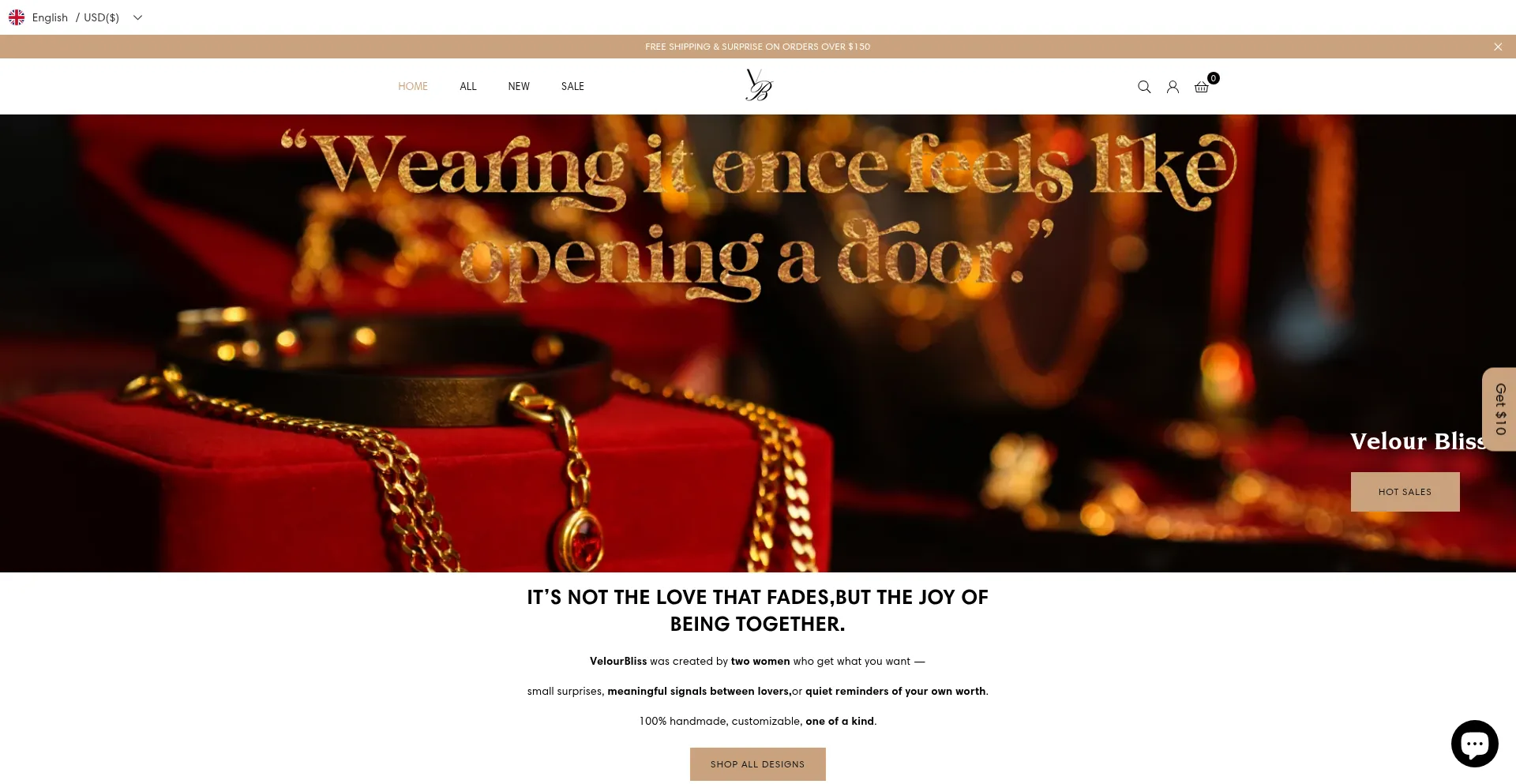 Website screenshot of Velourbliss.com