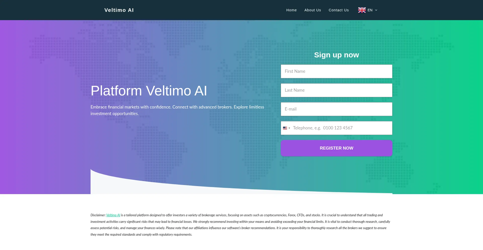 Website screenshot of Veltimoai.com