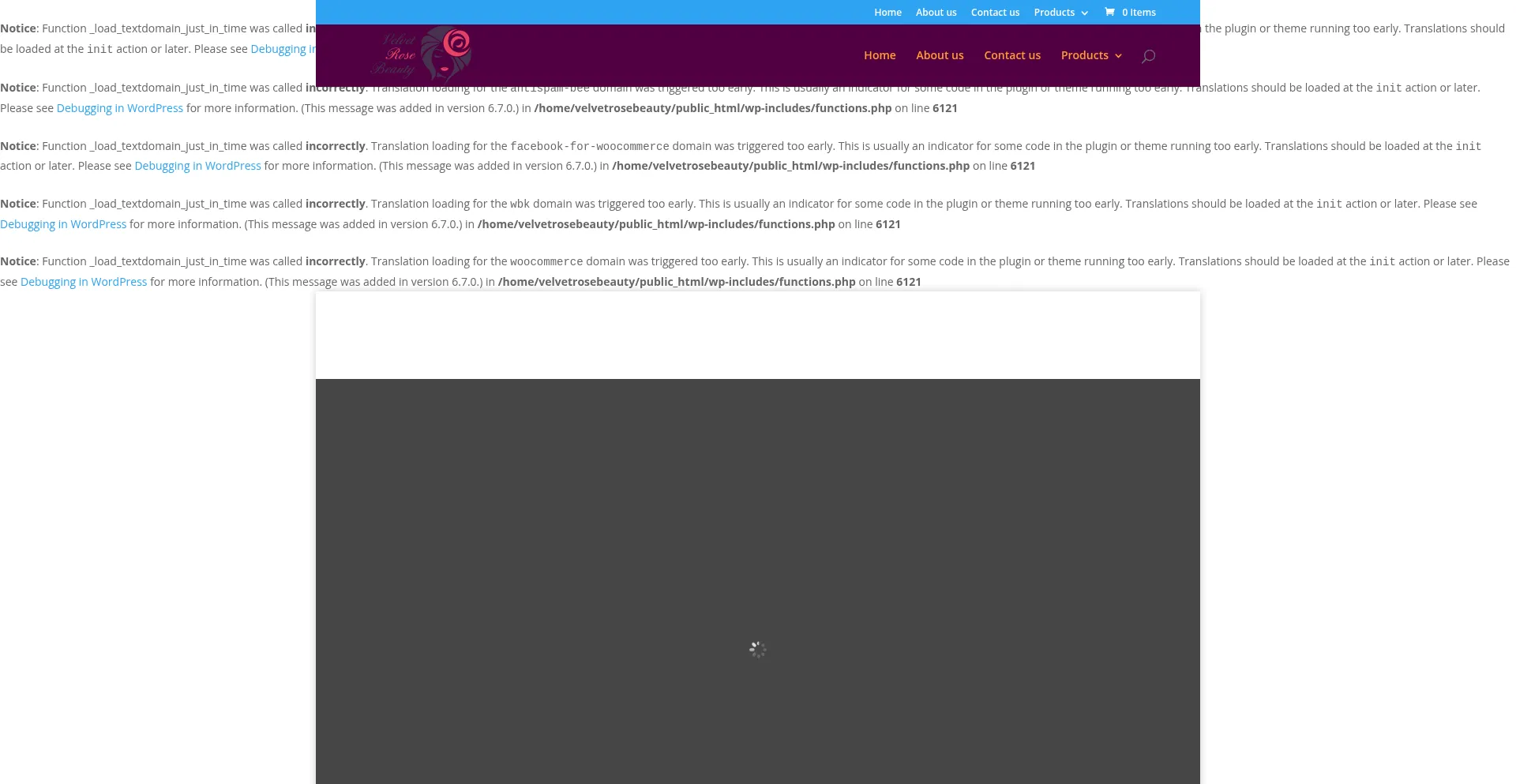Website screenshot of Velvetrosebeautystudio.com