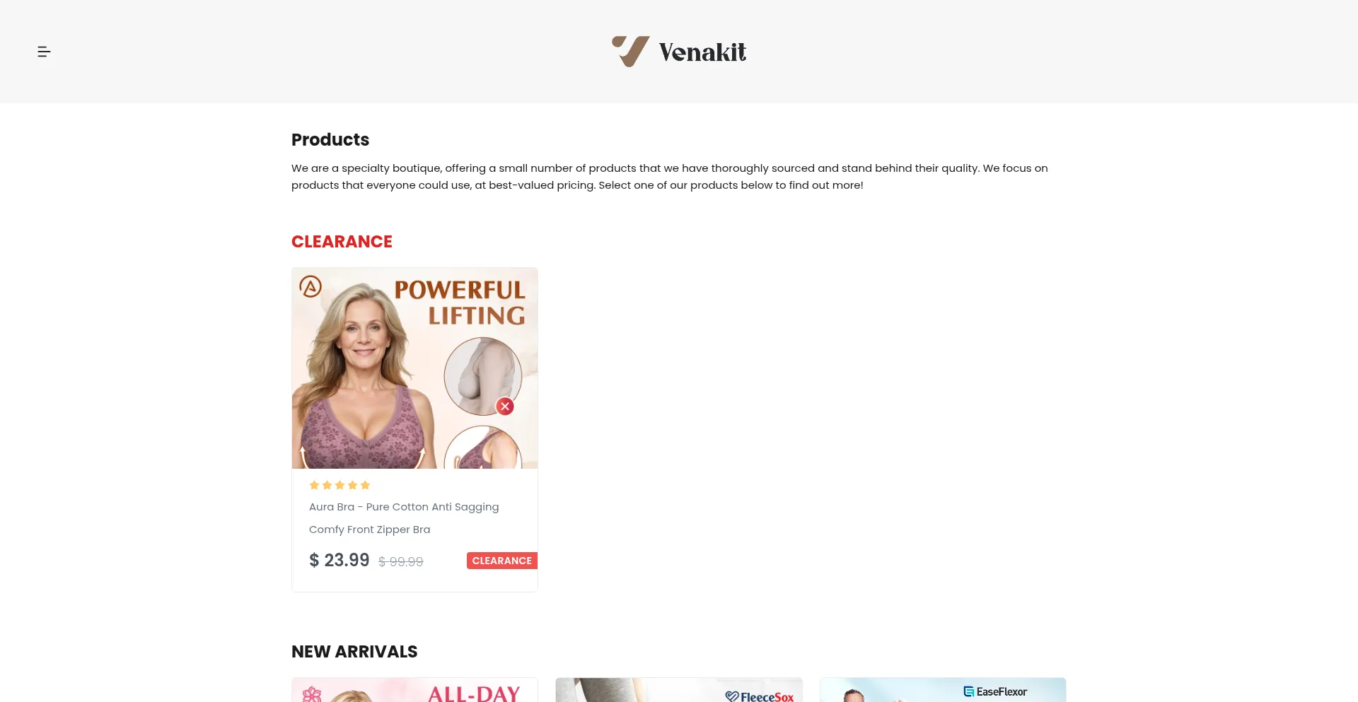 Website screenshot of Venakit.com