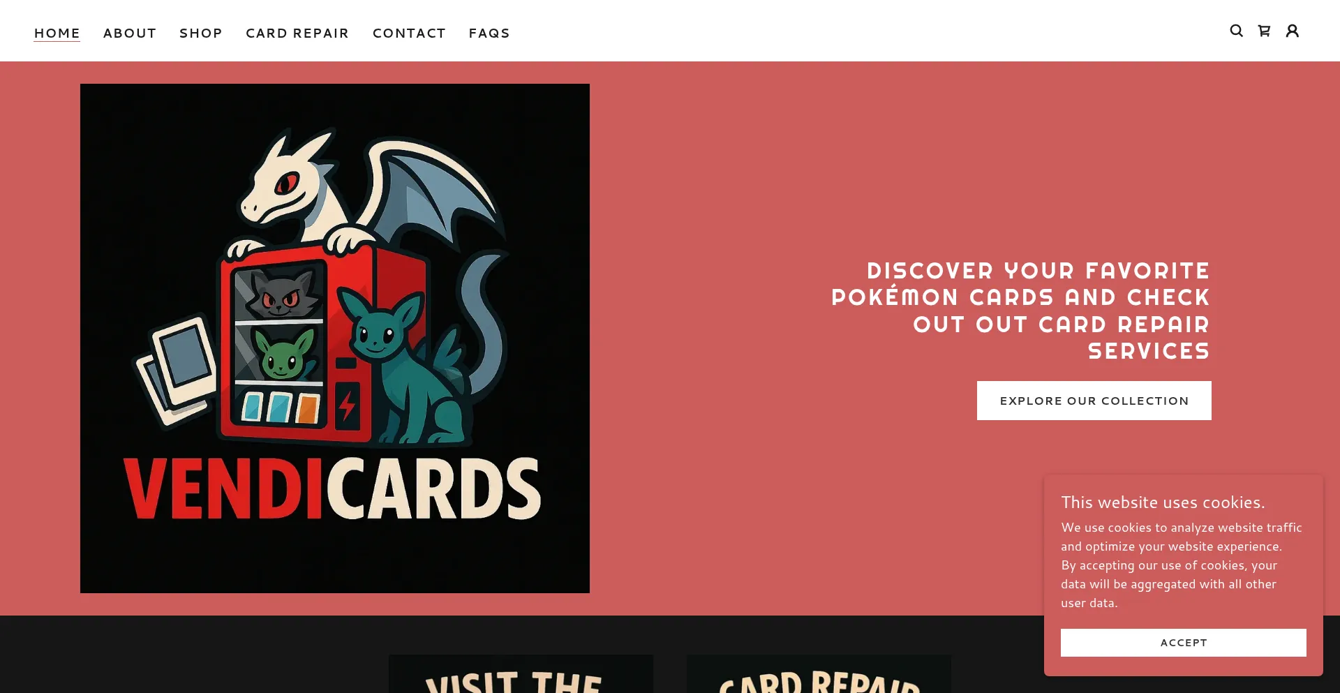 Website screenshot of Vendicards.com