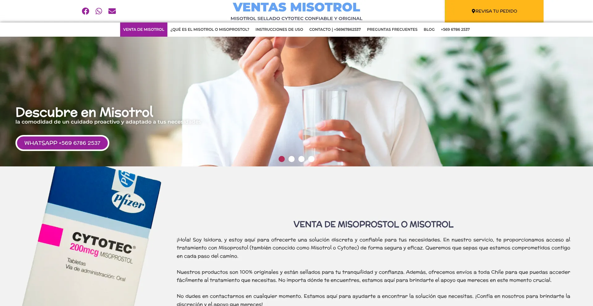 Website screenshot of Ventasmisotrol.cl