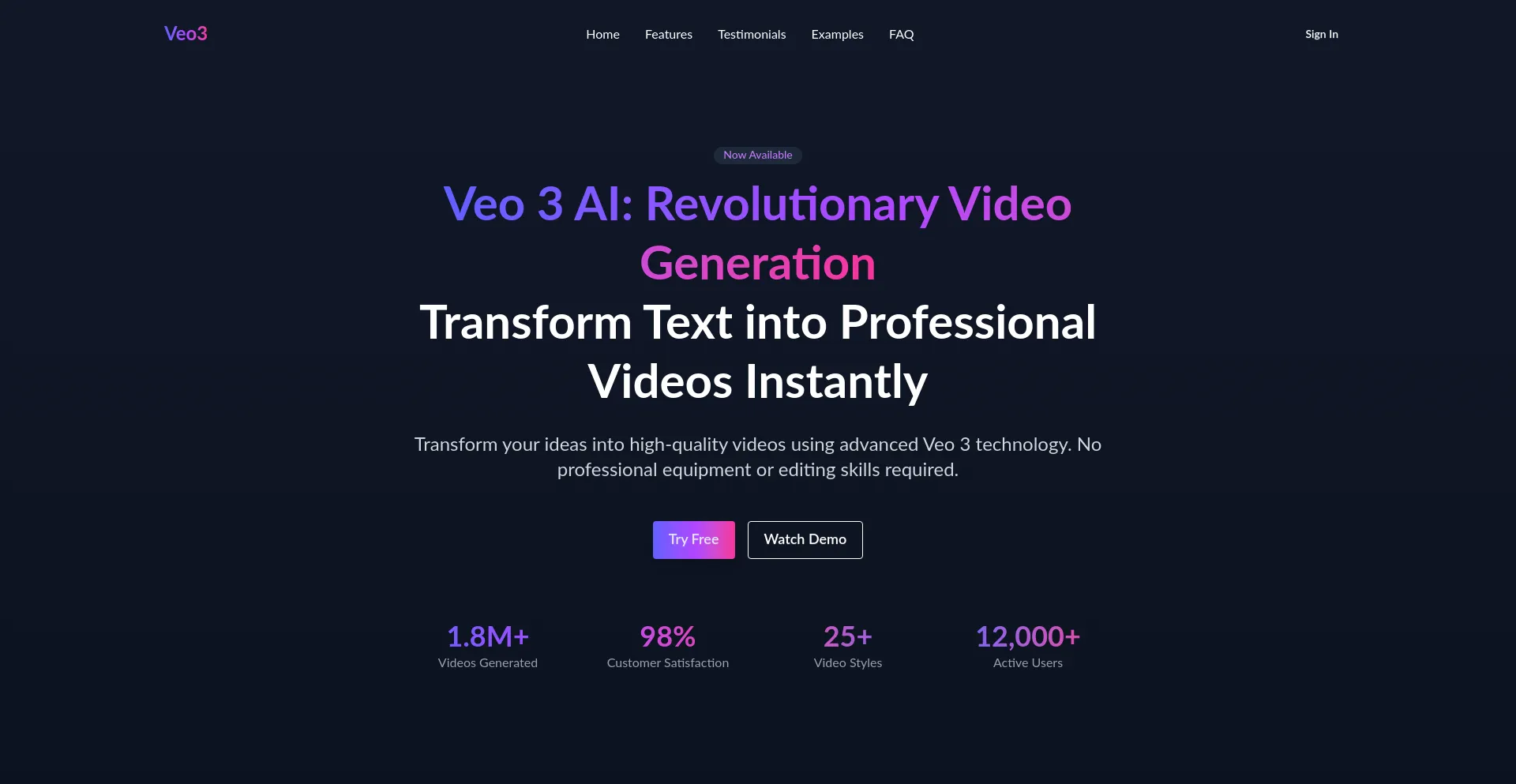 Website screenshot of Veo3.cc