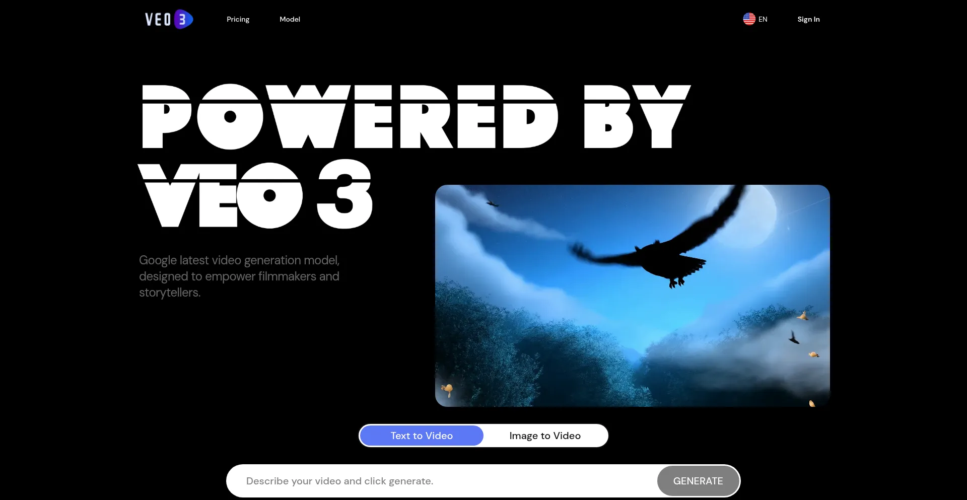 Website screenshot of Veo3.io