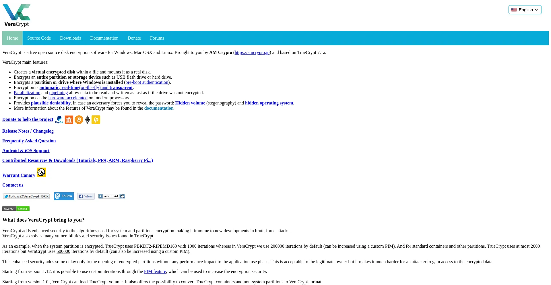 Website screenshot of Veracrypt.jp