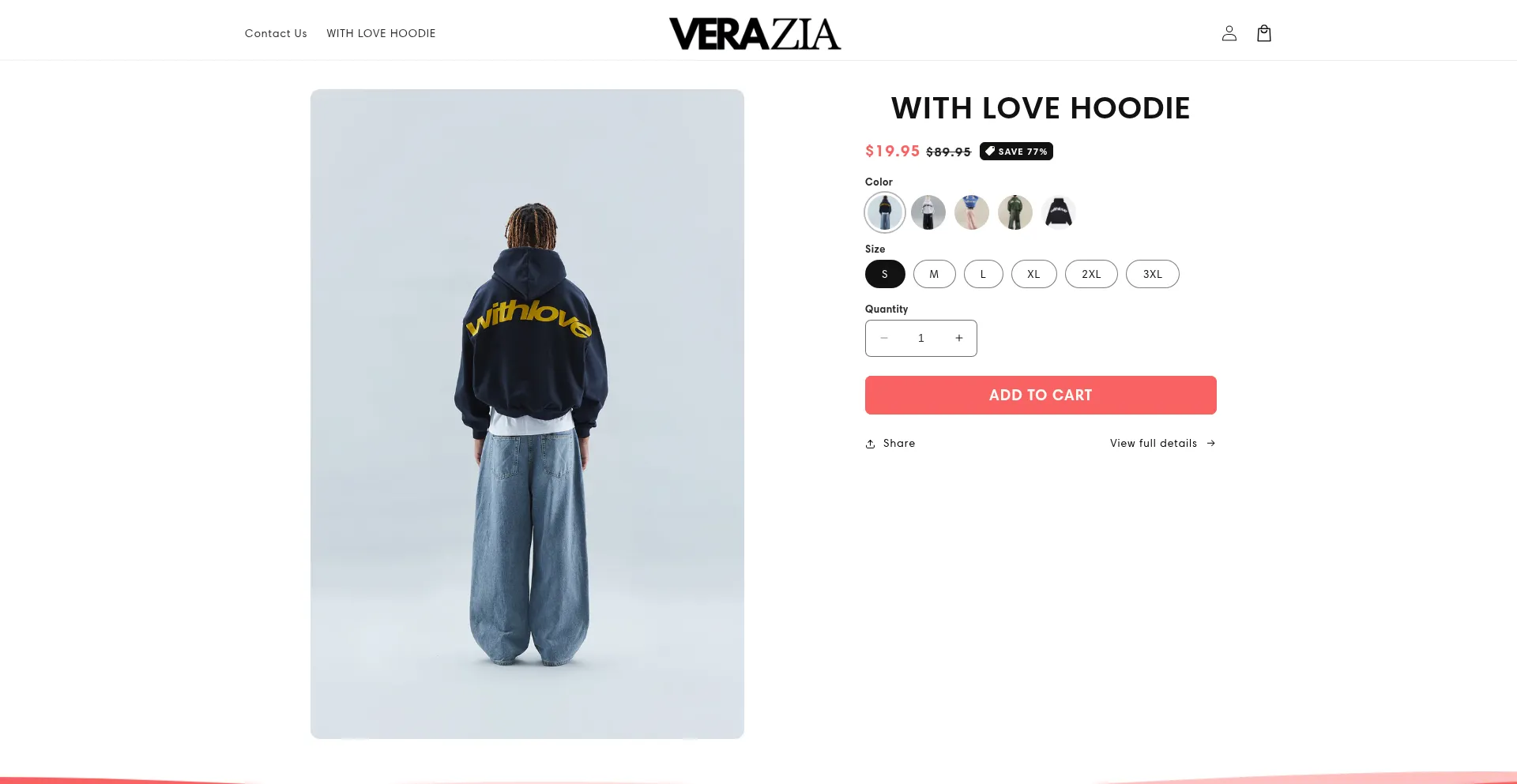 Website screenshot of Verazia.store