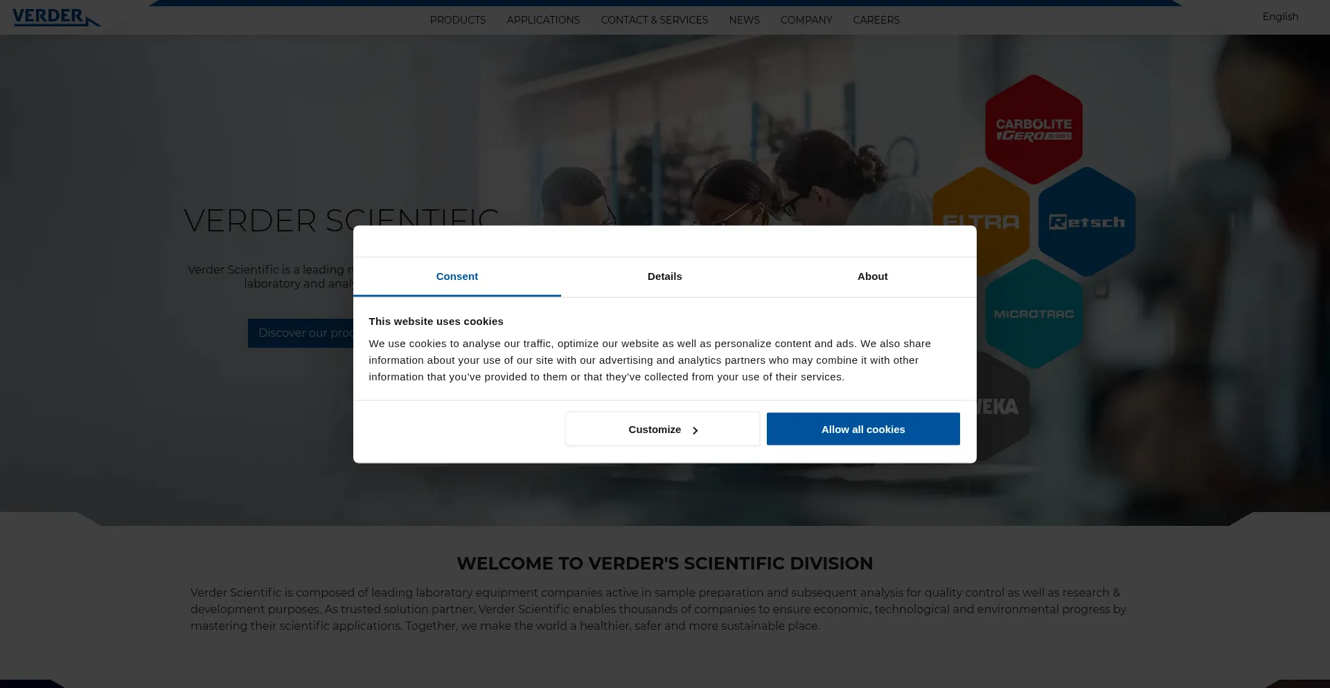 Website screenshot of Verder-scientific.com