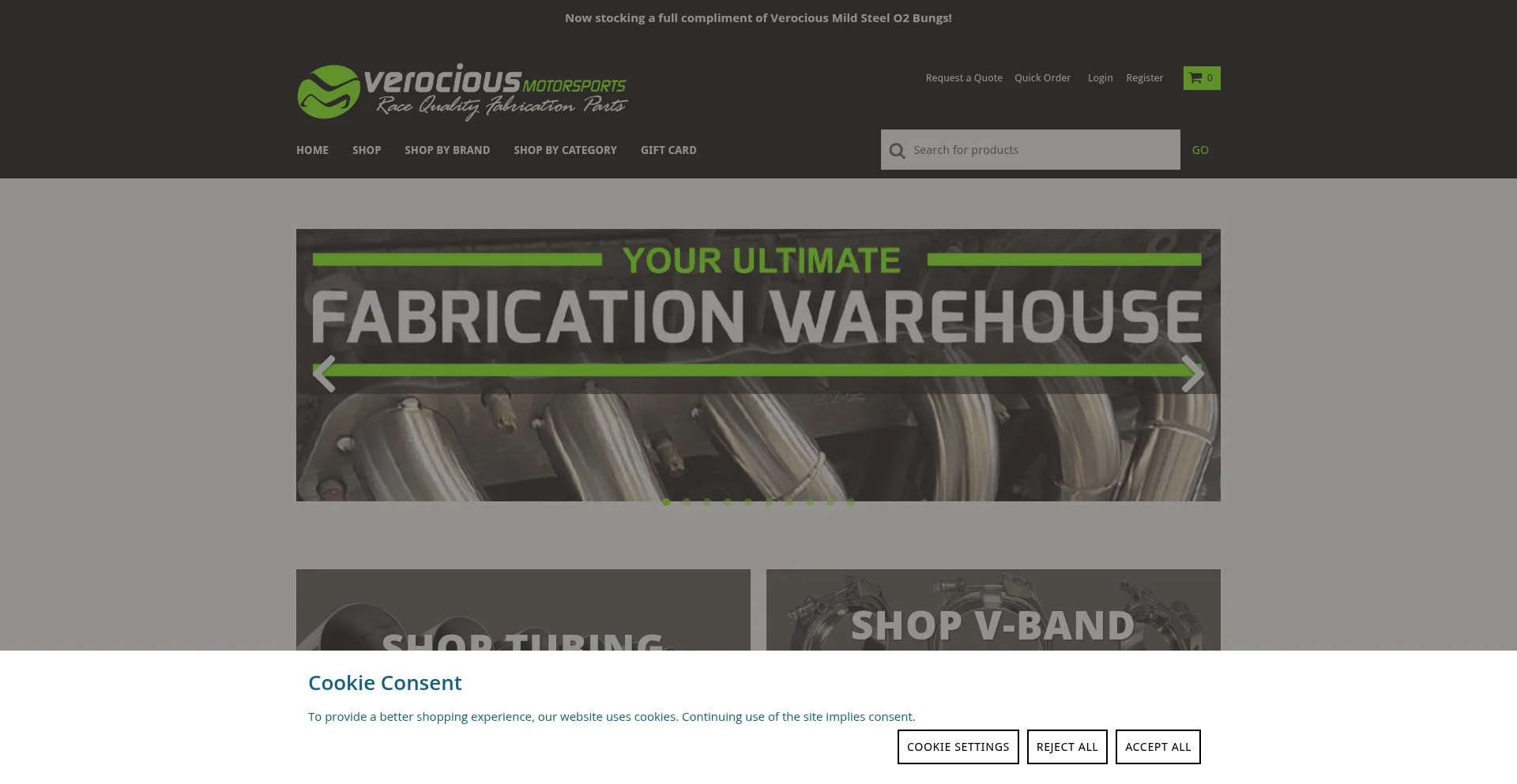 Website screenshot of Verociousmotorsports.com