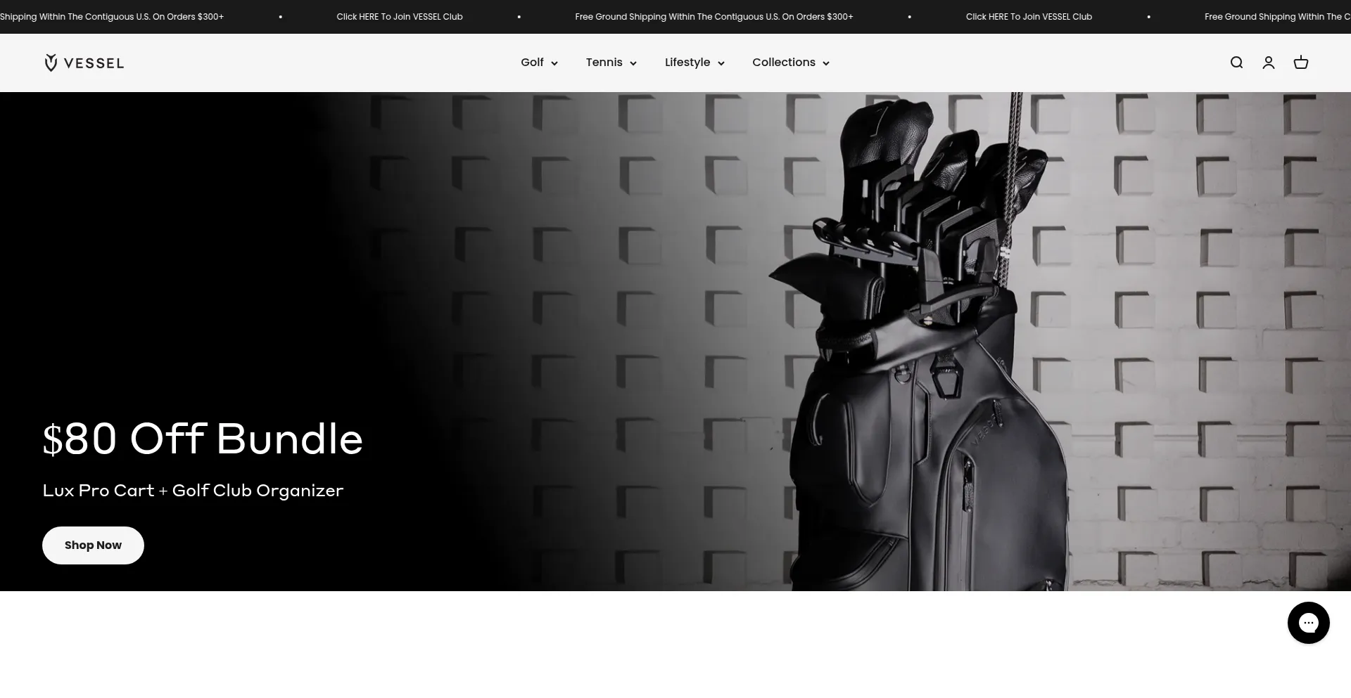 Website screenshot of Vesselgolf.com