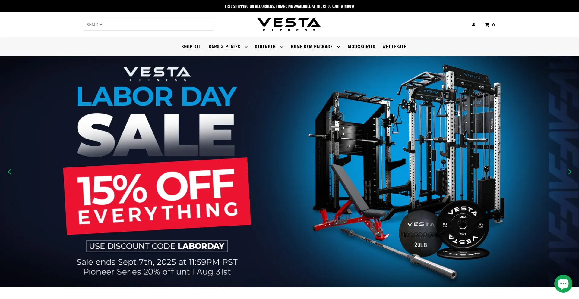 Website screenshot of Vestafitness.com