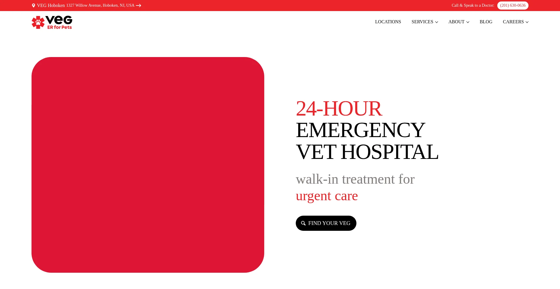 Website screenshot of Veterinaryemergencygroup.com