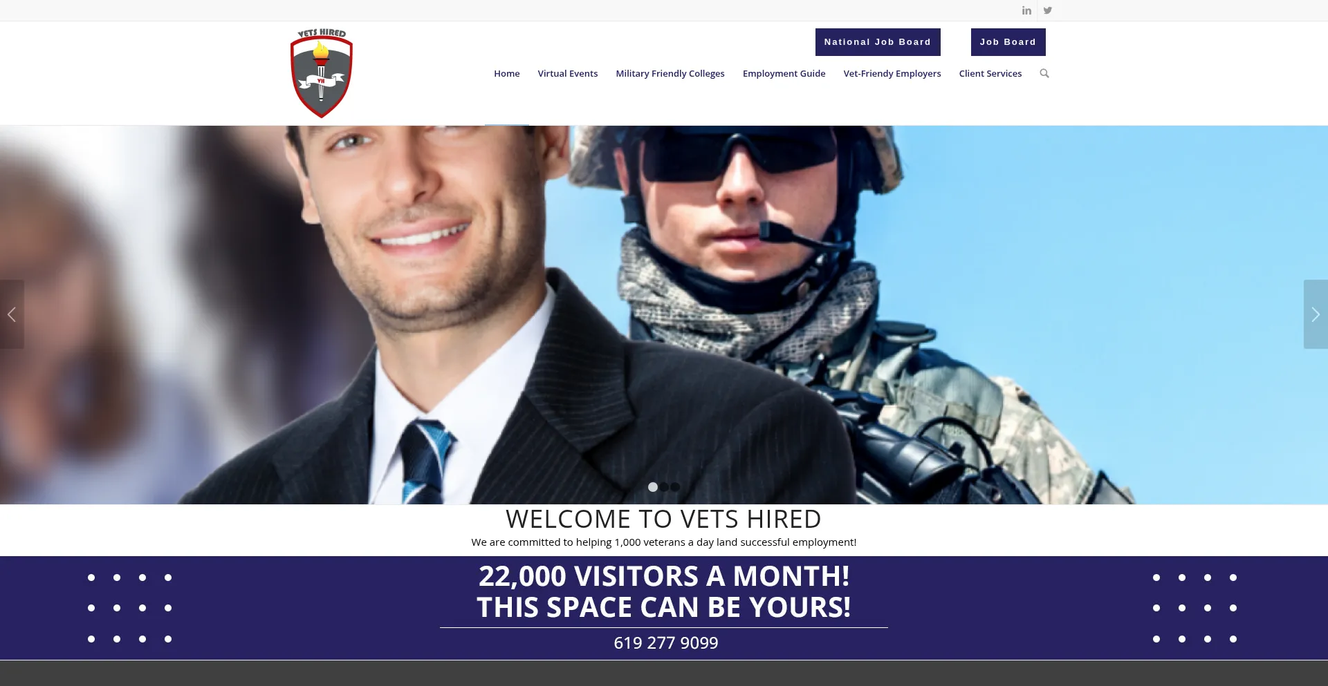 Website screenshot of Vetshired.us