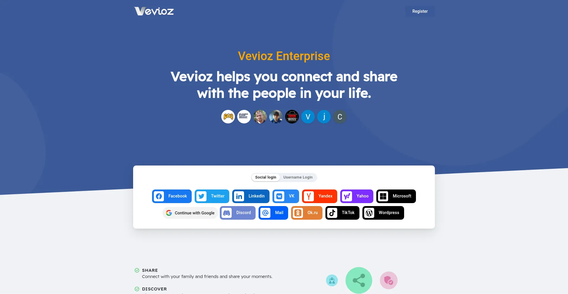 Website screenshot of Vevioz.com