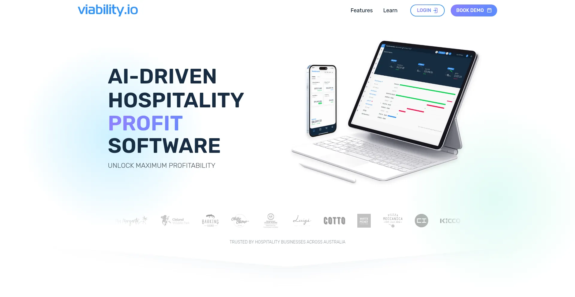 Website screenshot of Viability.io