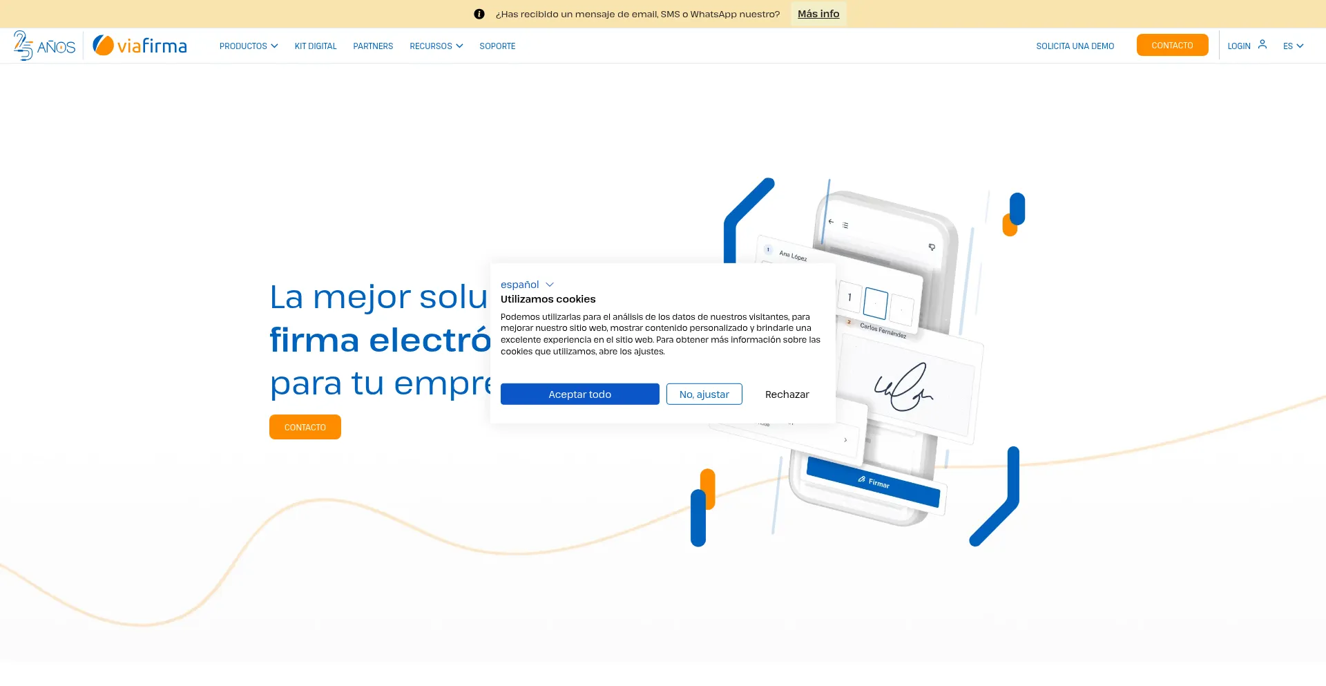Website screenshot of Viafirma.com