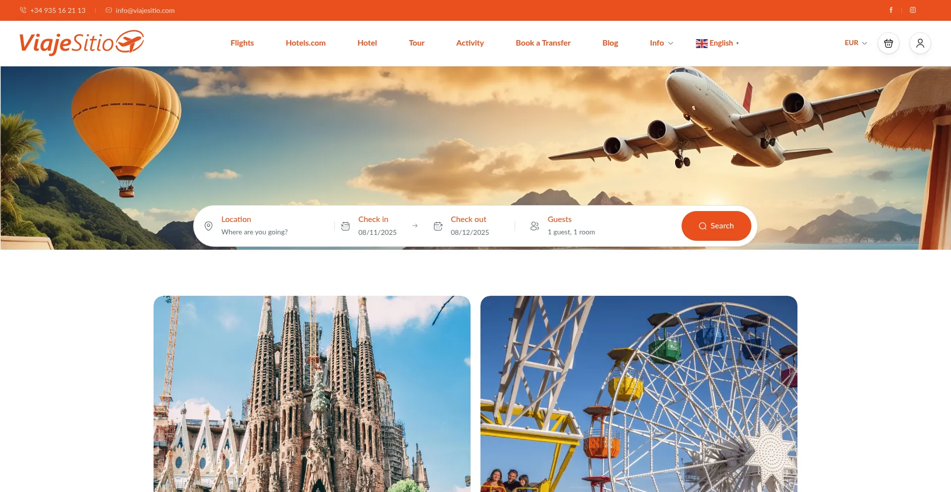 Website screenshot of Viajesitio.com