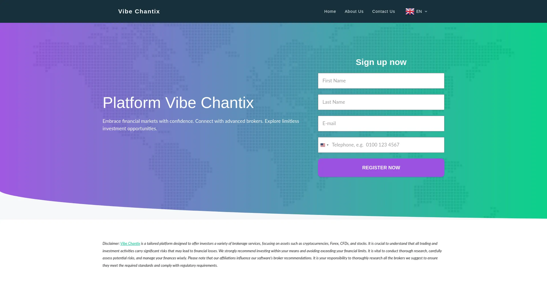 Website screenshot of Vibechantix.com